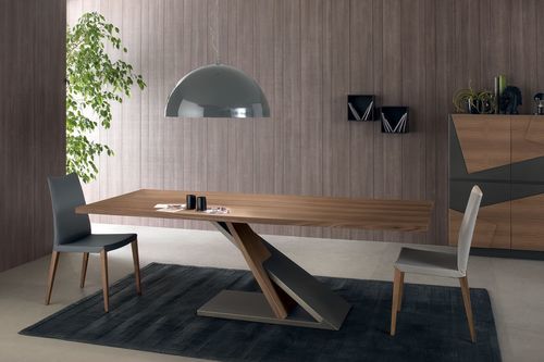 Table à manger contemporaine - JAVA - Italy Dream Design - en placage de bois / avec piètement en métal / avec piètement en métal laqué
