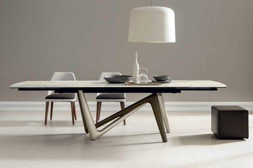 Table à manger moderne - EDGE - Italy Dream Design - en céramique / avec piètement en métal / courbée