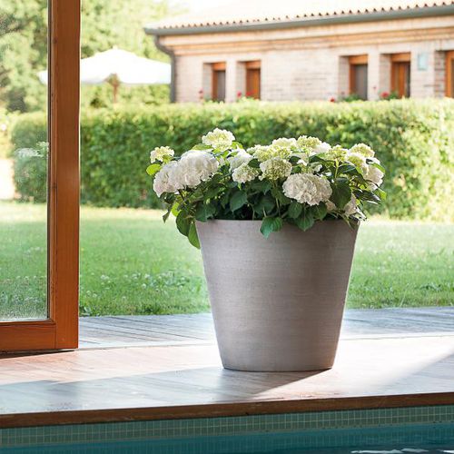 Pot de jardin en terracotta - PRIMITIVO GRAFITE : 4G-J-07  - Deroma - conique / rond