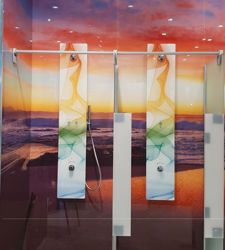 Panneau en verre pour douche - Glas Expert - vitrocéramique / imprimé / pour sauna