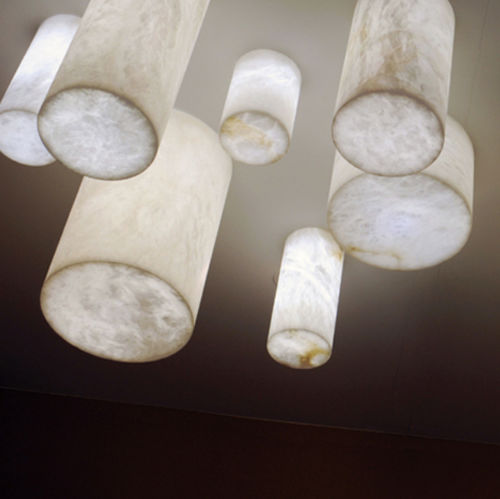 Plafonnier contemporain - DOMINO - Atelier-alain-ellouz - rond / en albâtre / à LED