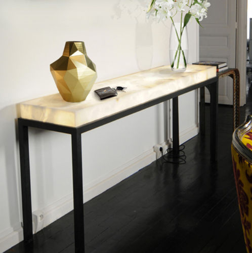 Console contemporaine - CONSOLE - Atelier-alain-ellouz - en pierre / avec piètement en métal / rectangulaire