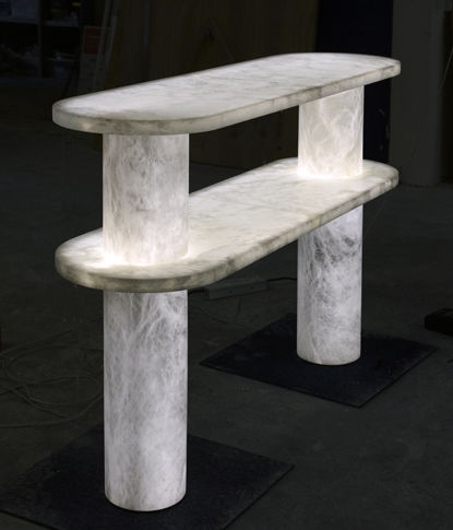 Console contemporaine - DIOR - Atelier-alain-ellouz - en albâtre / avec piètement en albâtre / ovale