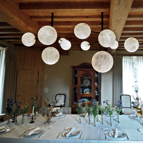 Lustre contemporain - BOTERO - Atelier-alain-ellouz - en acier peint / en albâtre / professionnel