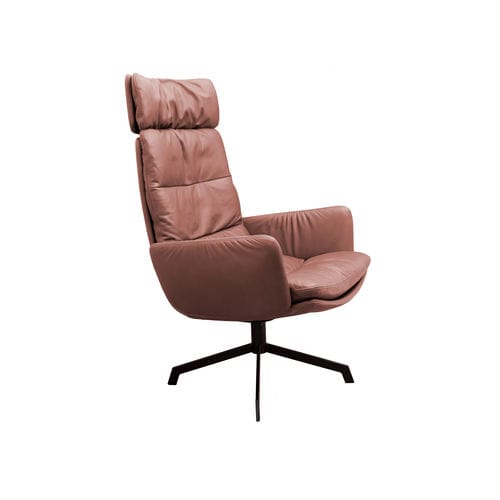 Fauteuil visiteur contemporain - ARVA LOUNGE - KFF - en cuir / en contreplaqué / marron