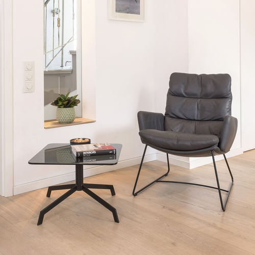 Table d'appoint contemporaine - ARVA LOUNGE - KFF - en verre / en acier / carrée