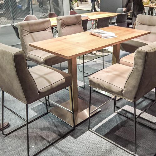Table bistrot contemporaine - MODUL PLUS - KFF - en acier / en bois / ronde