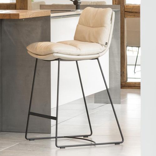 Tabouret de bar contemporain - ARVA - KFF - en cuir / avec repose-pieds / luge