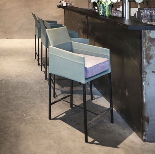 Chaise de bar contemporaine - TEXAS - KFF - d'intérieur / en cuir / en acier