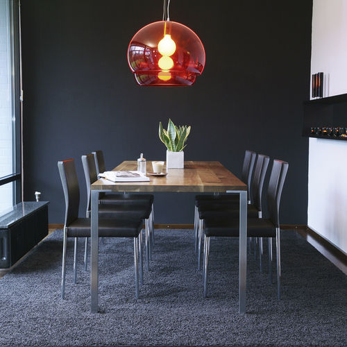 Table contemporaine - VEGAS - KFF - en acier / avec piètement en acier inoxydable / avec piètement en acier