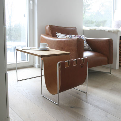 Table d'appoint contemporaine - NL - KFF - en acier / en cuir / rectangulaire