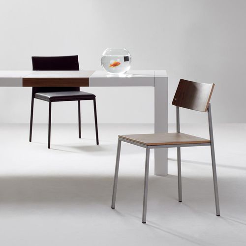 Chaise contemporaine - UNIT - KFF - d'intérieur / en cuir / en contreplaqué moulé