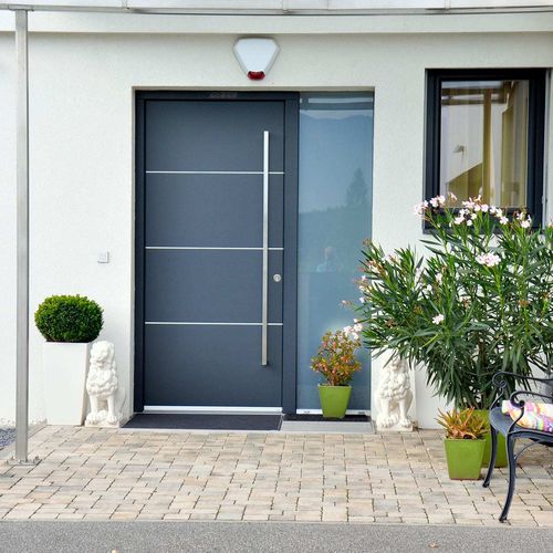 Porte d'entrée - STANDARD - Trocal - en PVC / battante / vitrée