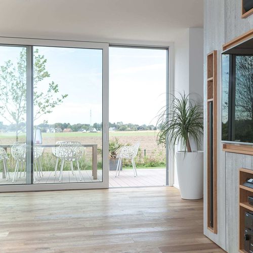 Baie vitrée levante-coulissante - LUX ALUCLIP  - Trocal - en aluminium / en PVC / à triple vitrage