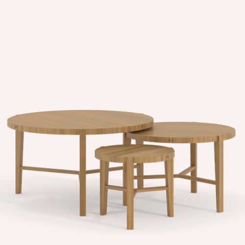 Table gigogne contemporaine - XANTHIPPI  - COCO-MAT - en chêne / ronde / résidentielle