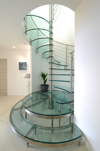 Escalier en colimaçon - GLASS - TECNOSCALE - à marches en verre / structure en acier inoxydable / résidentiel