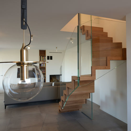 Escalier droit - CUBICA GLASS - TECNOSCALE - quart tournant / demi-tournant / à marches en bois