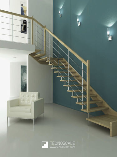 Escalier demi-tournant - ALIANTE NUEVA - TECNOSCALE - à marches en bois / structure en bois / contemporain