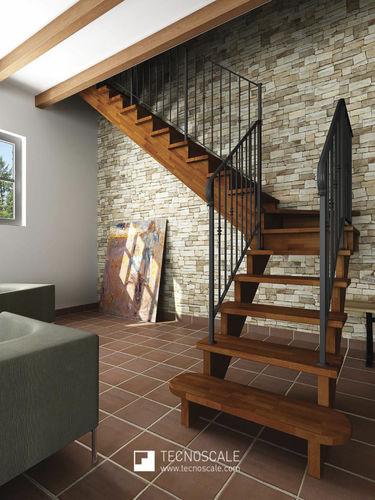Escalier quart tournant - 900 NOVECENTO ARTE - TECNOSCALE - à marches en bois / structure en bois / résidentiel