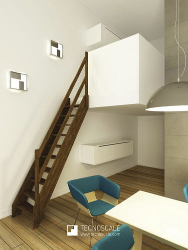 Escalier droit - MARINARA - TECNOSCALE - à marches en bois / structure en bois / contemporain