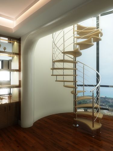 Escalier en colimaçon - TEKNA - TECNOSCALE - à marches en bois / structure en métal / structure en acier inoxydable