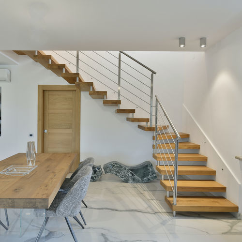 Escalier quart tournant - AXOLUTE STEEL - TECNOSCALE - à marches en bois / résidentiel / pour restaurant