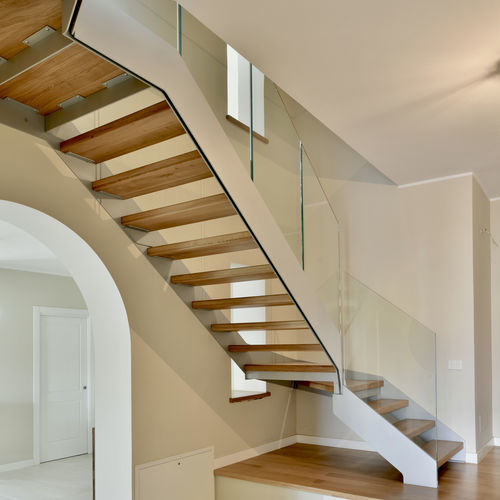 Escalier droit - PLANA LUMINA C - TECNOSCALE - quart tournant / demi-tournant / à marches en bois