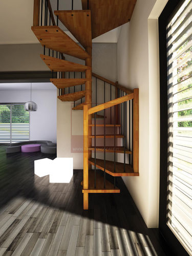 Escalier en colimaçon carré - QUADRA - TECNOSCALE - à marches en bois / structure en bois / contemporain