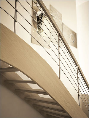 Garde-corps en bois - LOGIKA - TECNOSCALE - en inox / à barreaux / d'intérieur