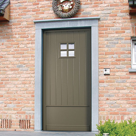 Porte d'entrée - COTTAGE - l-door - en bois / battante / semi-vitrée