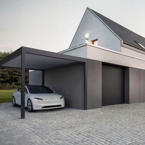 Abri de voiture sur mesure - B910 - Brustor - avec éclairage intégré / en aluminium