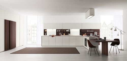 Cuisine contemporaine - AXIS012 - Zampieri Cucine - en placage de bois / sans poignée / laquée