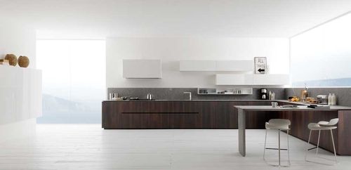 Cuisine contemporaine - Y - Zampieri Cucine - en placage de bois / sans poignée