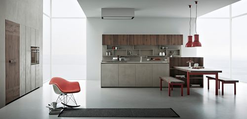 Cuisine contemporaine - LINE K - Zampieri Cucine - en placage de bois / sans poignée / laquée