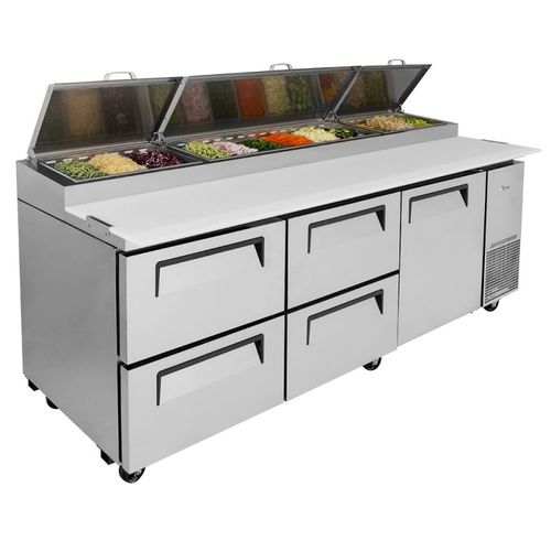 Table de préparation pour pizza - TPR-93SD-D4-N - Turbo Air - en acier inoxydable / réfrigérée / mobile