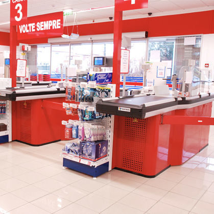 Caisse de sortie en L - ORION - MAFIROL - pour supermarché / noir / gris