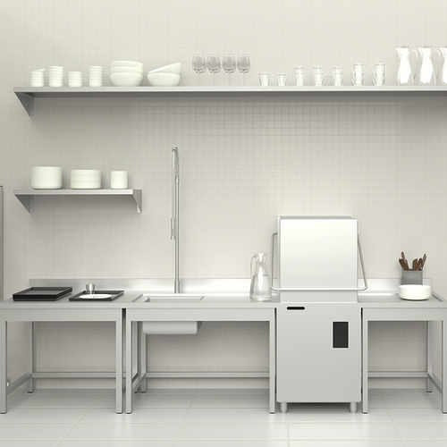 Évier 2 bacs - DOMESTIC - MAFIROL - avec égouttoir / en inox / sur pied