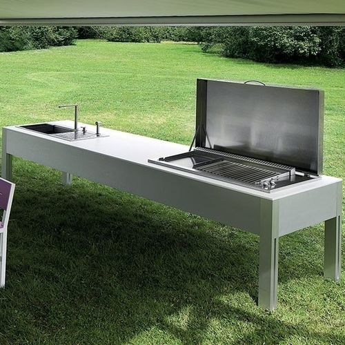 Îlot de cuisine en métal - ZERODIECI - TAO DESIGN - de taille moyenne / professionnel / à gaz