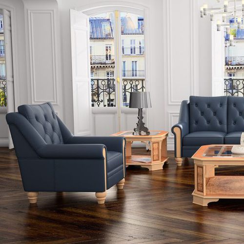 Fauteuil classique - CAPITONÉ - Ofifran - en cuir / en tissu / en bois