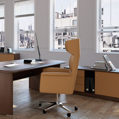 Fauteuil de direction contemporain - CLASS - Ofifran - en cuir / en tissu / en bois