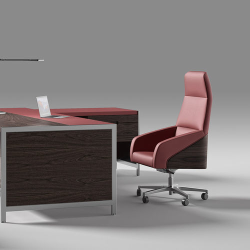 Fauteuil de direction contemporain - BAND - Ofifran - en cuir / en aluminium / tapissé