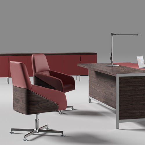 Fauteuil de bureau contemporain - BAND - Ofifran - en cuir / en aluminium / tapissé