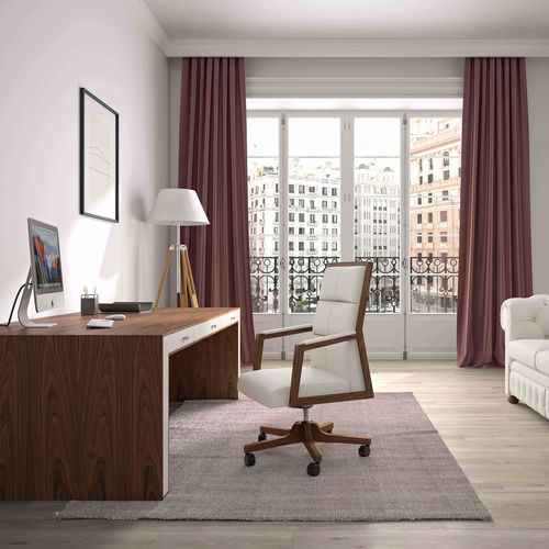 Fauteuil de direction contemporain - SQUARE - Ofifran - en cuir / en tissu / en aluminium