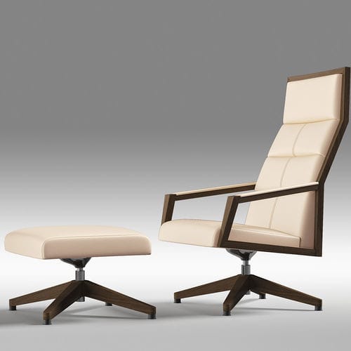 Fauteuil visiteur contemporain - SQUARE XL - Ofifran - en cuir / en tissu / en bois