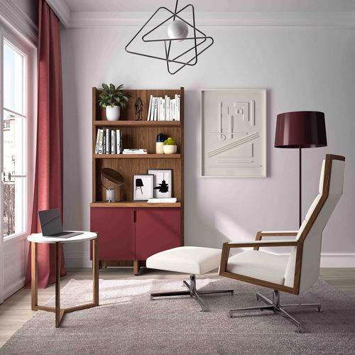 Repose-pied contemporain - SQUARE XL - Ofifran - en tissu / en cuir / en bois