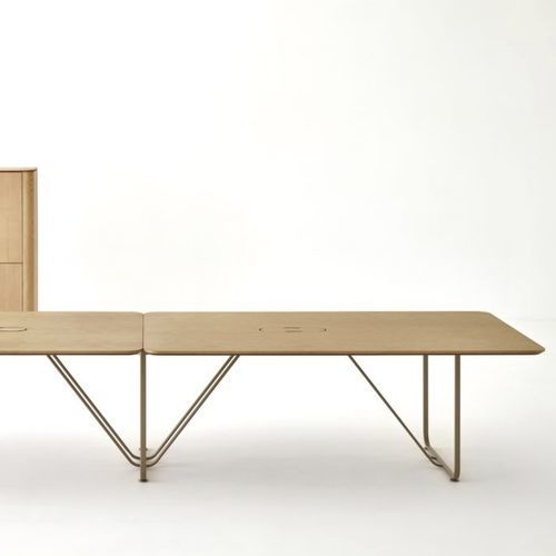 Table de réunion contemporaine - INFINITY - Ofifran - en bois / avec piètement en métal / rectangulaire