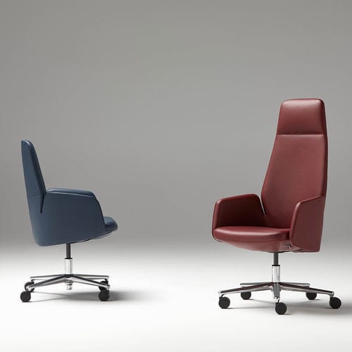 Fauteuil de direction contemporain - CHANNEL - Ofifran - en cuir / en tissu / en bois