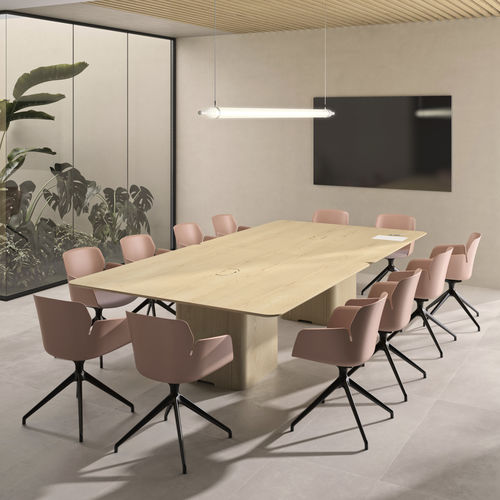 Table de réunion contemporaine - BOSCO - Ofifran - en bois / avec piètement en bois / rectangulaire