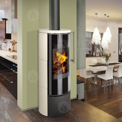 Poêle à bois - IRUN - ROMOTOP - central / contemporain / en inox