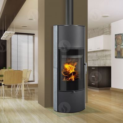 Poêle à bois - LAREDO AKUM - ROMOTOP - contemporain / en inox / noir